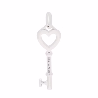 TIFFANY & CO. Heart Key Pendant Sterling Silver Unisex Couple Necklace Silver 60012565