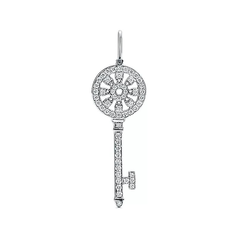 TIFFANY & CO. Key Design Platinum Pendant Unisex Couple Silver Necklace 60660166 圖 2