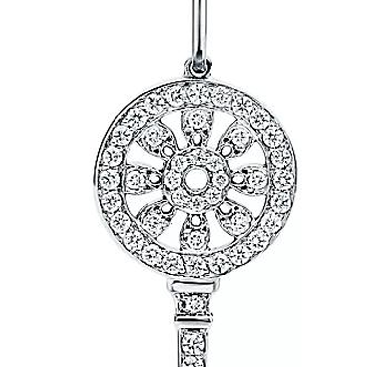 TIFFANY & CO. Key Design Platinum Pendant Unisex Couple Silver Necklace 60660166 圖 3