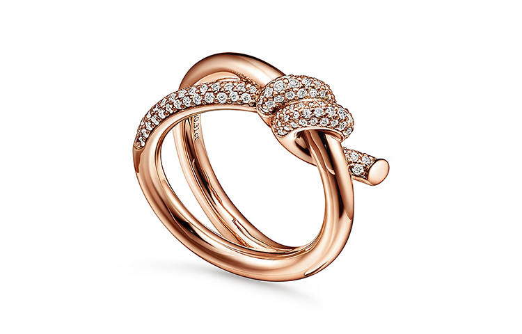 Tiffany & Co. Knot Series 18K Rose Gold Diamond Ring Unisex Couple Ring GRP11994 圖 2