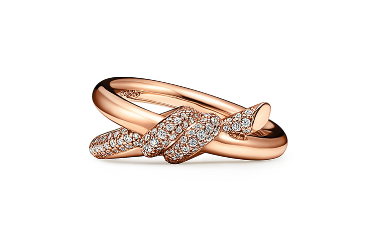 Tiffany & Co. Knot Series 18K Rose Gold Diamond Ring Unisex Couple Ring GRP11994 圖 3