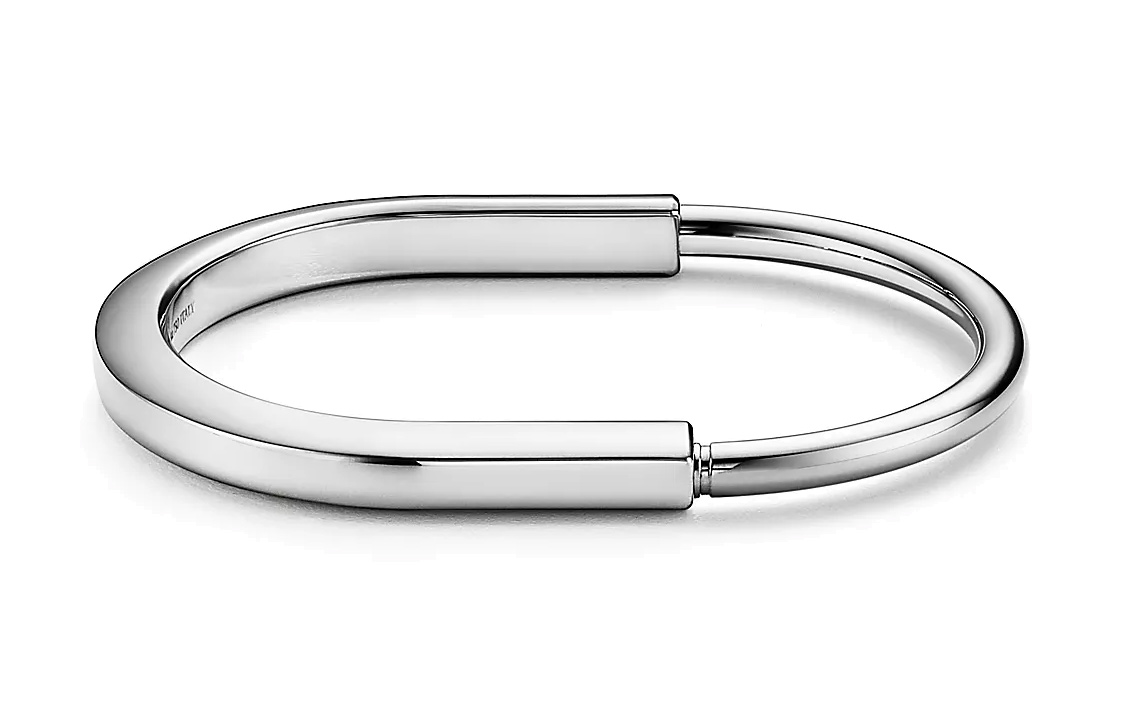 TIFFANY & CO. Lock 18k White Gold Bracelet Unisex Silver - Minimalist & Stylish. GRP12243