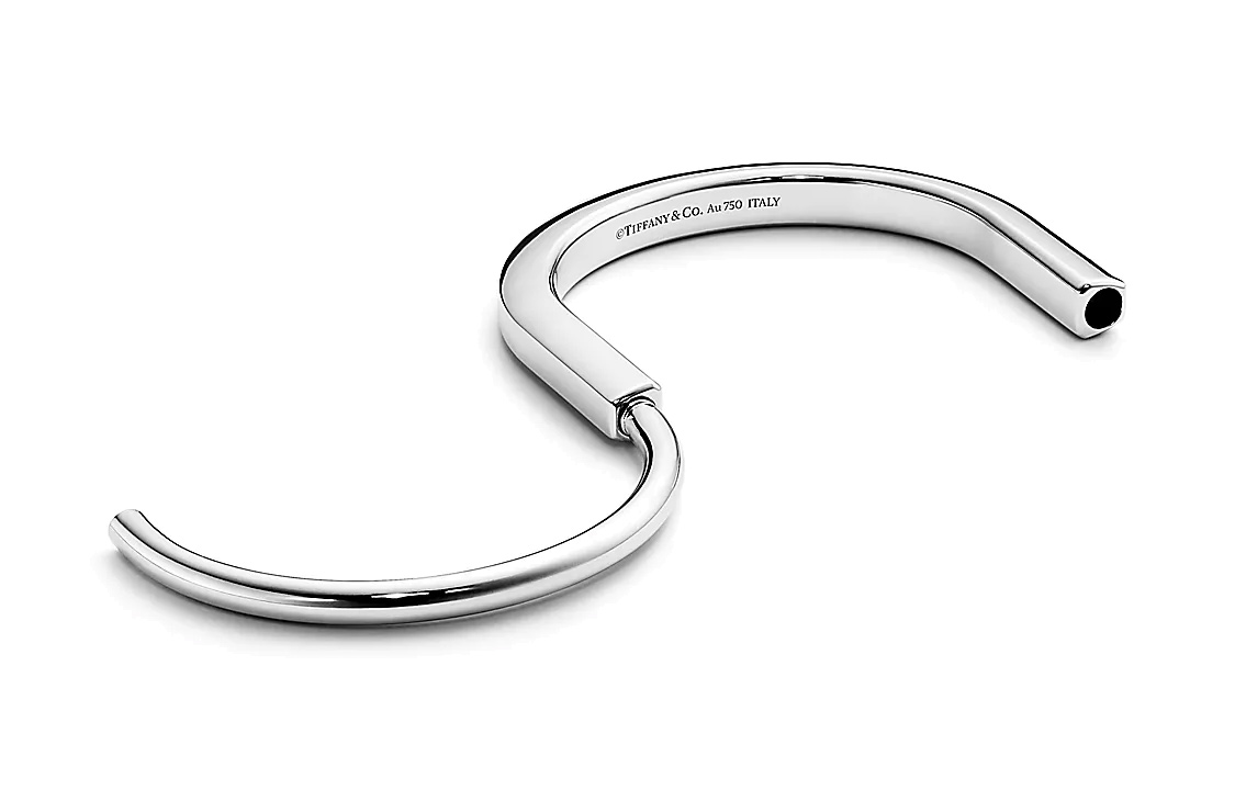 TIFFANY & CO. Lock 18k White Gold Bracelet Unisex Silver - Minimalist & Stylish. GRP12243 圖 5