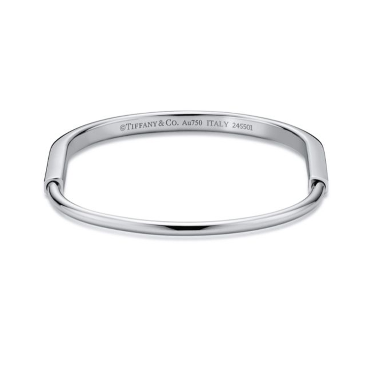 TIFFANY & CO. Logo Engraved 18K White Gold Rhodium Bracelet Unisex Silver 74365361 圖 3