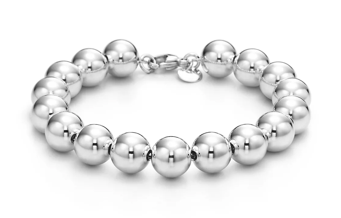 Tiffany & Co. Minimalist 925 Silver Round Bead Bracelet Unisex Couples' Style 60154619