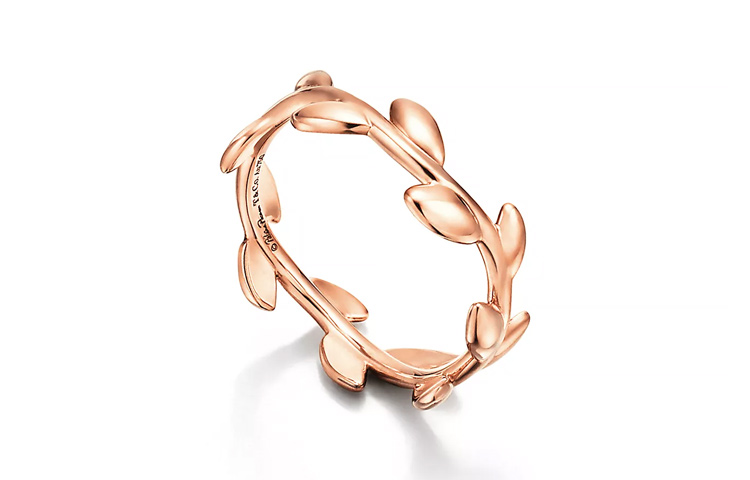 TIFFANY & CO. Olive Leaf 18K Rose Gold Ring Unisex Couple Design. 60146085 圖 3