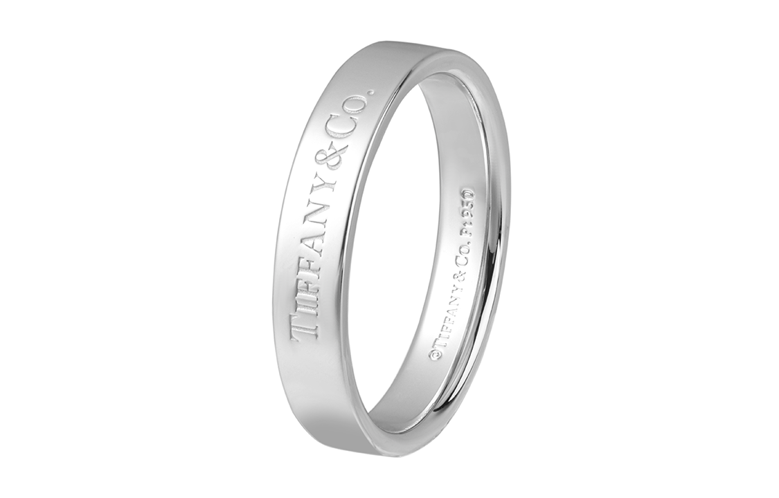 Tiffany & Co. Platinum Logo Engraved Ring Unisex GRP08784