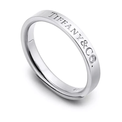 TIFFANY & CO. Platinum Logo Ring Unisex Couple Design - Silver. 72650786