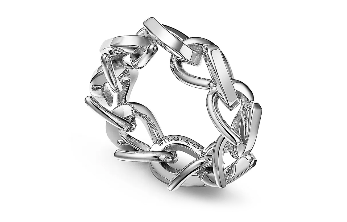 Tiffany & Co. Polished Link Style 925 Silver Ring Unisex Couple Ring Silver 72549244 圖 3