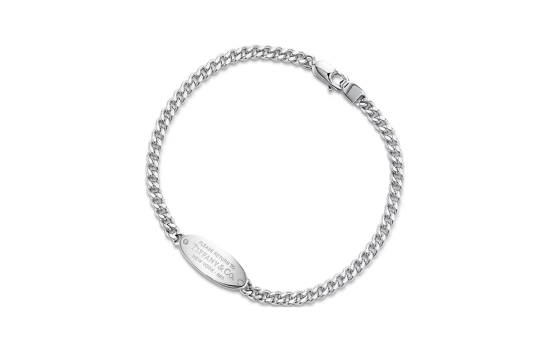 Tiffany & Co. Return to Tiffany™ Collection Oval I.D. Bracelet (Silver with Diamonds, Silver) GRP11304