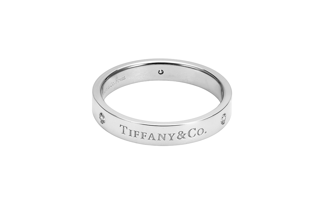 TIFFANY & CO. Return to Tiffany Platinum 3mm Ring  White GRP02847
