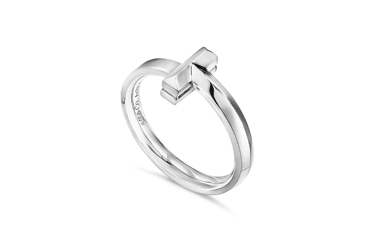 Shop Tiffany & Co. Anillo Pareja Unisex Oro Blanco 18K Diseño Shape - Plata 69278191