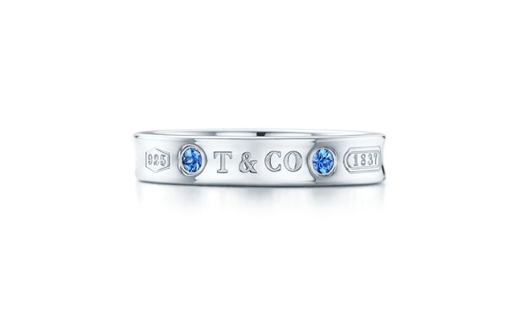TIFFANY & CO. Silver Alphabet Engraved Gemstone Ring Unisex Couple Design GRP09627