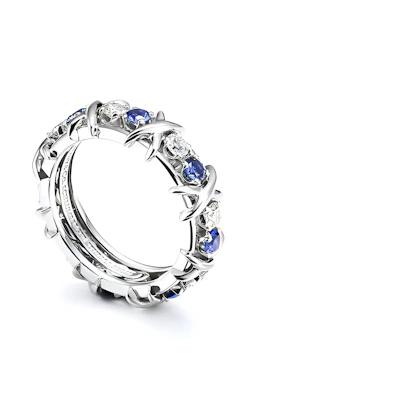 Tiffany & Co. Silver Diamond Ring Unisex Couple Design. 60127487