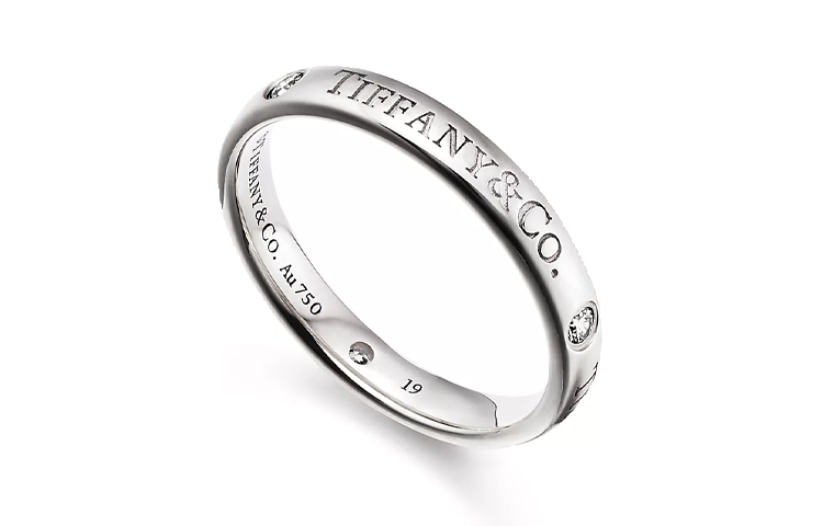 Tiffany & Co. Silver Engraved Letter Diamond Unisex Couple Ring. 72611756 圖 2