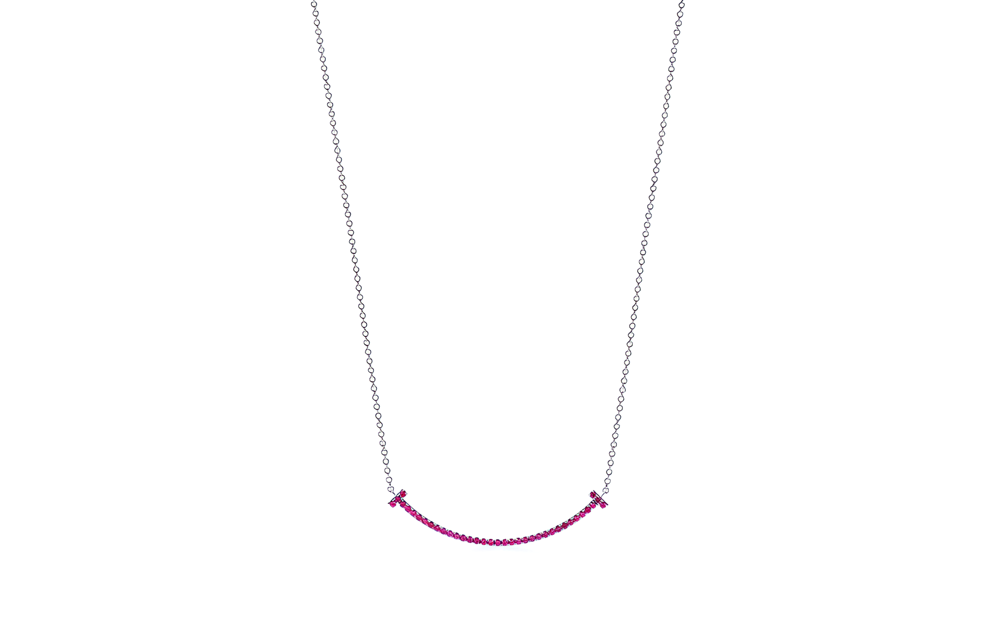 TIFFANY & CO. Smile Pendant Necklace 18K White Gold Unisex Silver. 60698082