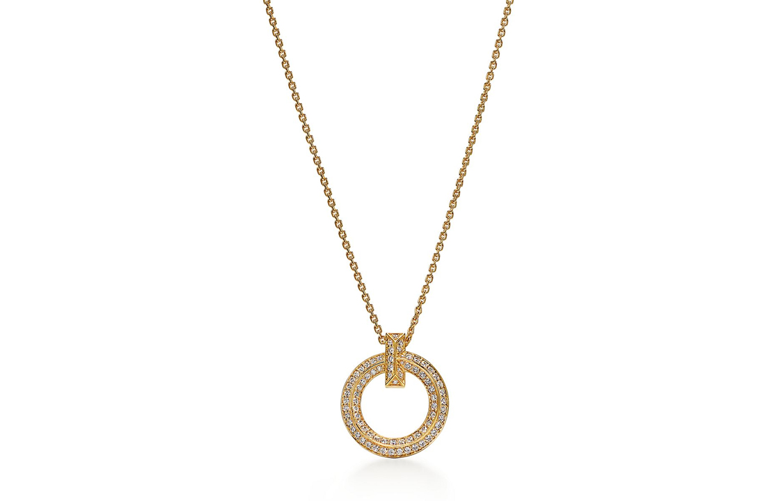 TIFFANY & CO. T-Series 18K Gold Diamond Circle Necklace Unisex Gold. 72154584 圖 2