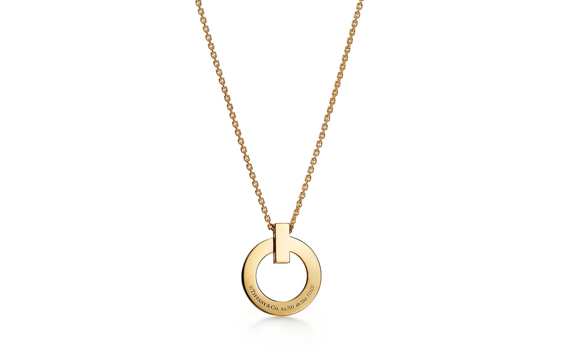 TIFFANY & CO. T-Series 18K Gold Diamond Circle Necklace Unisex Gold. 72154584 圖 3