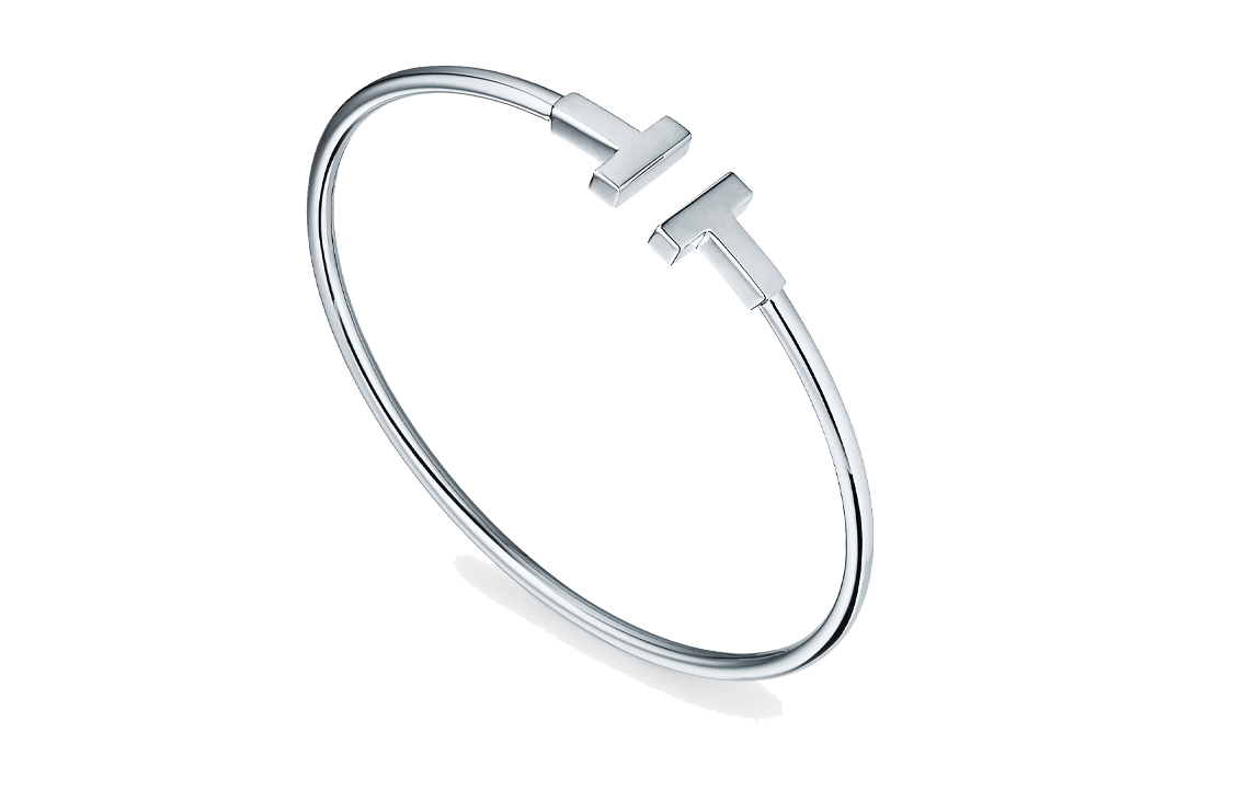 Lookbook TIFFANY & CO. T-Series 18K White Gold Coil Bangle Unisex Couples Bracelet. GRP07763