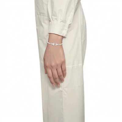 TIFFANY & CO. T-Series 18K White Gold Coil Bangle Unisex Couples Bracelet. GRP07763 Sizing TIFFANY & CO. T-Series 18K White Gold Coil Bangle Unisex Couples Bracelet. GRP07763