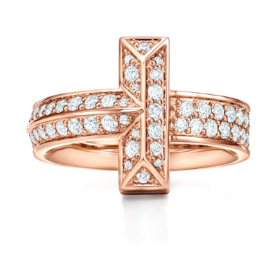 Tiffany & Co. T1 Ring 18K Rose Gold Full Diamond 4.5mm Wide. GRP11299