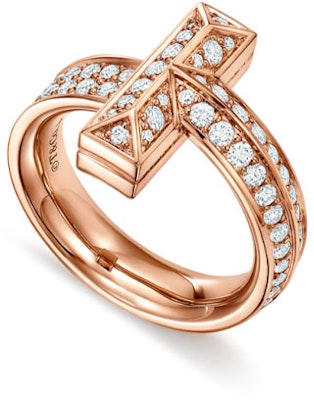 ティファニー T1 リング 18K ローズゴールド ダイヤモンド 4.5mm 幅 GRP11299 Lookbook ティファニー T1 リング 18K ローズゴールド ダイヤモンド 4.5mm 幅 GRP11299