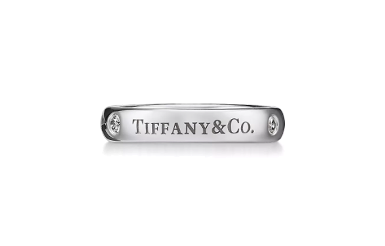 TIFFANY & CO. T&CO. Platinum Ring with 3 Diamonds Unisex Couple Silver. GRP12386 圖 2