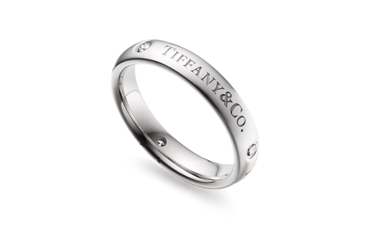 TIFFANY & CO. T&CO. Platinum Ring with 3 Diamonds Unisex Couple Silver. GRP12386 圖 3