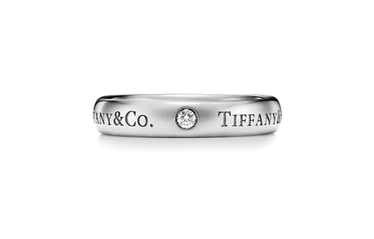 TIFFANY & CO. T&CO. Platinum Ring with 3 Diamonds Unisex Couple Silver. GRP12386 圖 4