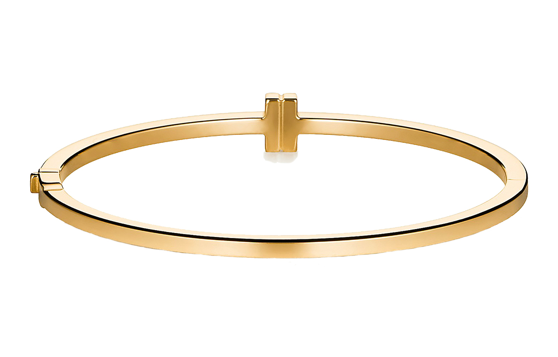 TIFFANY & CO. T Series 18k Gold Diamond Hinged Bangle Unisex Couples Bracelet. GRP10620 圖 4