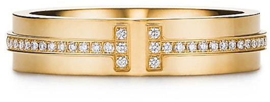 TIFFANY & CO. T Series 18K Gold Narrow Diamond Ring GRP09677 TIFFANY & CO. T Series 18K Gold Narrow Diamond Ring GRP09677