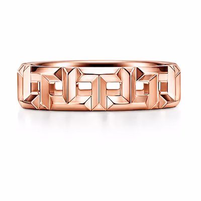 Tiffany & Co. T Series 18K Rose Gold Wide Ring Unisex Couple's Jewelry GRP10610