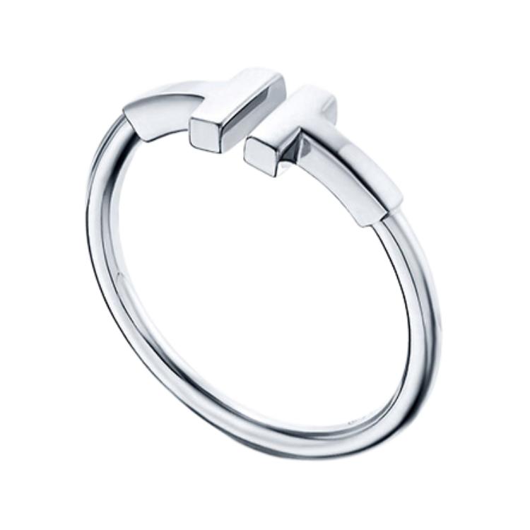 Tiffany & Co. T Series 18K White Gold Couple Ring Unisex 18k Gold Ring GRP07762