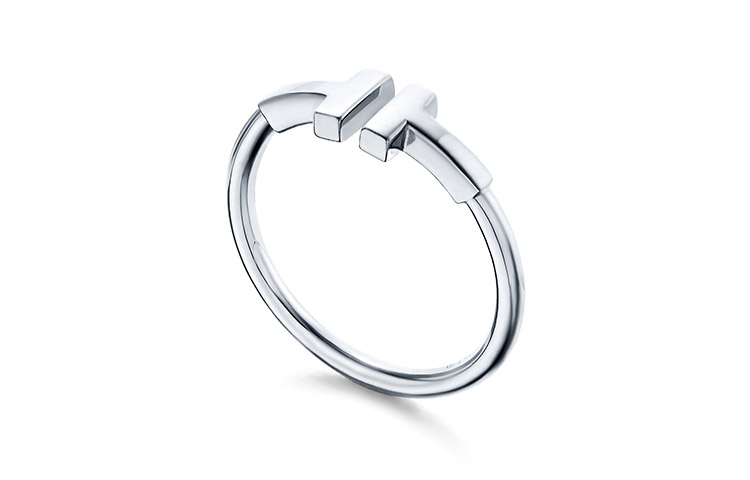 Tiffany & Co. T Series 18K White Gold Couple Ring Unisex 18k Gold Ring GRP07762 圖 2