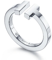 TIFFANY & CO. T Series 18K White Gold Square Ring Unisex Couple's Ring GRP07778 TIFFANY & CO. T Series 18K White Gold Square Ring Unisex Couple's Ring GRP07778