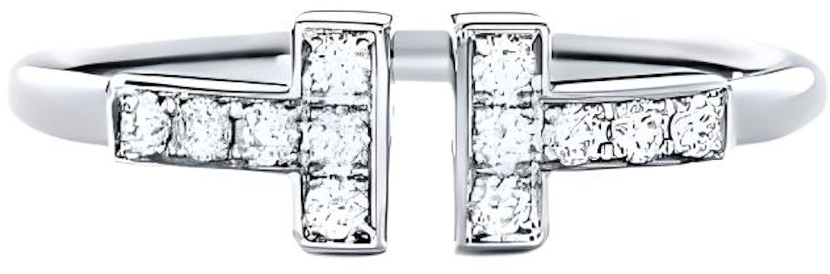 ティファニー Tシリーズ ダイヤモンド 18Kホワイトゴールド カップルリング ユニセックス GRP07760 Buy ティファニー Tシリーズ ダイヤモンド 18Kホワイトゴールド カップルリング ユニセックス GRP07760