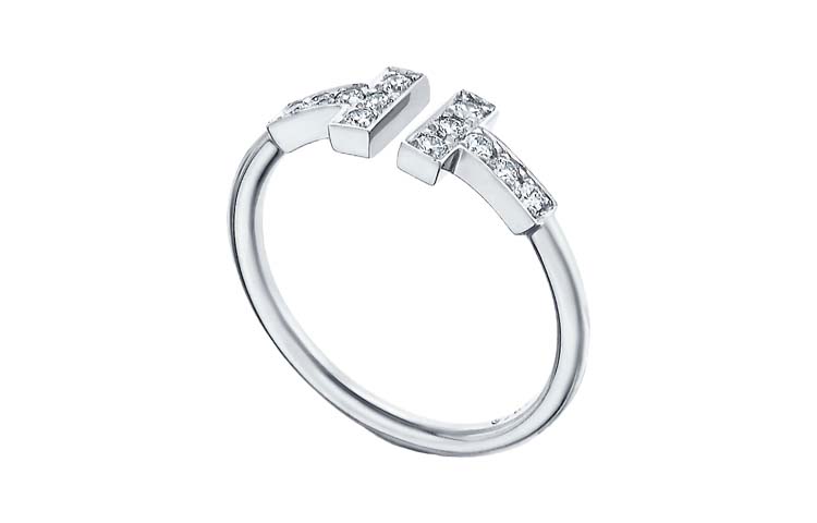 Lookbook ティファニー Tシリーズ ダイヤモンド 18Kホワイトゴールド カップルリング ユニセックス GRP07760