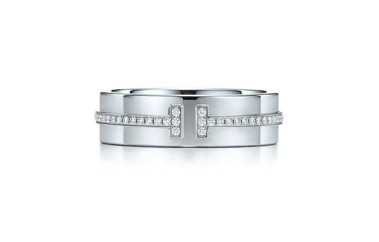 TIFFANY & CO. T Series Diamond 18K White Gold Wide Ring Unisex GRP09039 圖 2