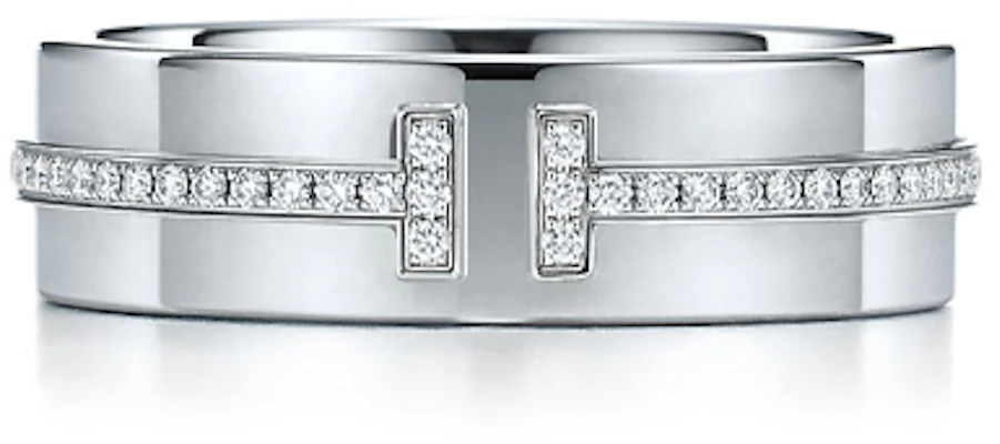 蒂芙尼T系列18K白金钻石宽戒指男女款 GRP09039 Order 蒂芙尼T系列18K白金钻石宽戒指男女款 GRP09039