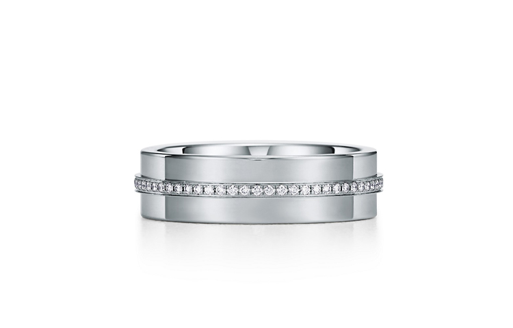 TIFFANY & CO. T Series Diamond 18K White Gold Wide Ring Unisex GRP09039 圖 3