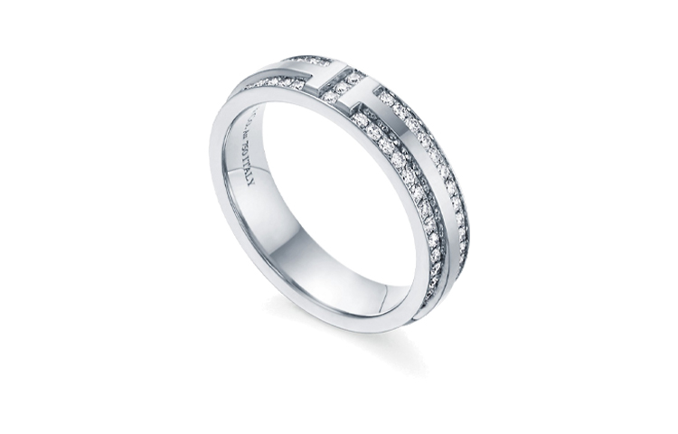 Tiffany & Co. T Series Diamond Pave Narrow Ring 18K White Gold 4.5mm Full Diamond. GRP09680 圖 3