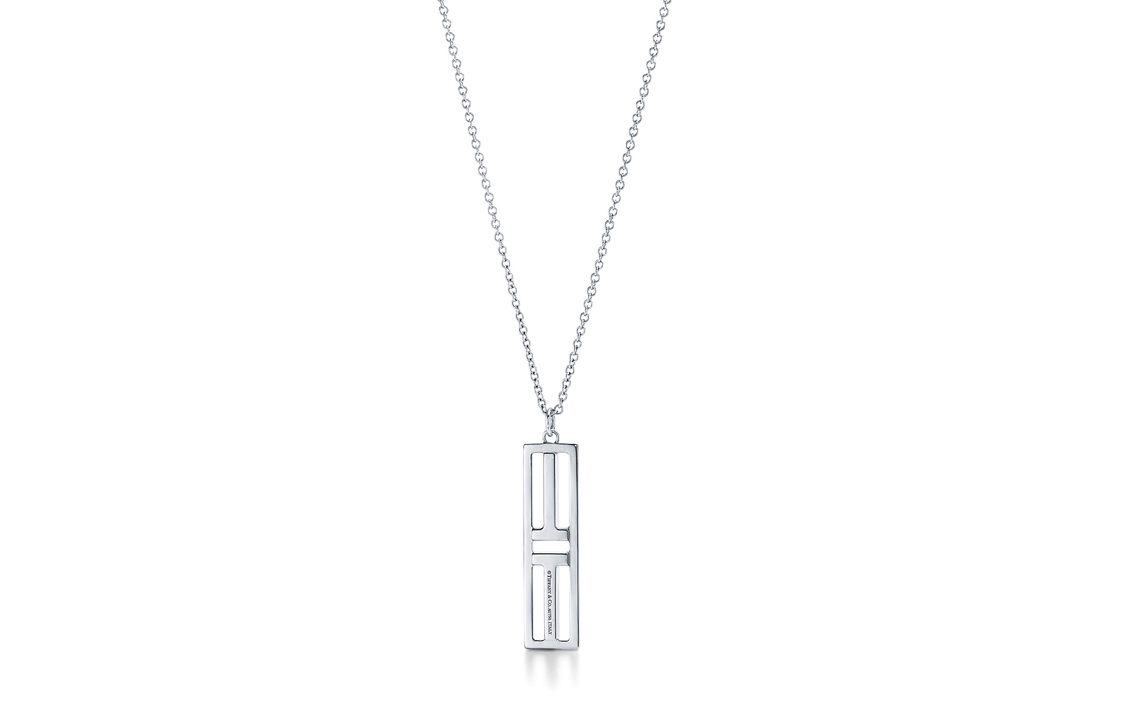 Tiffany & Co. T Series Diamond Pendant Vertical Necklace 18K White Gold Unisex 61108602 圖 3