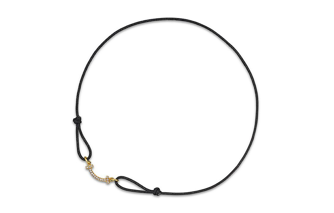 TIFFANY & CO. T Series Diamond Smile Black Cord 18K Gold Unisex Bracelet. 71414566 圖 2
