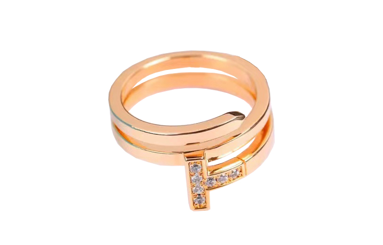 Tiffany & Co. T Series Diamond Wrap 18K Rose Gold Ring Unisex Couple Design GRP08870 圖 2