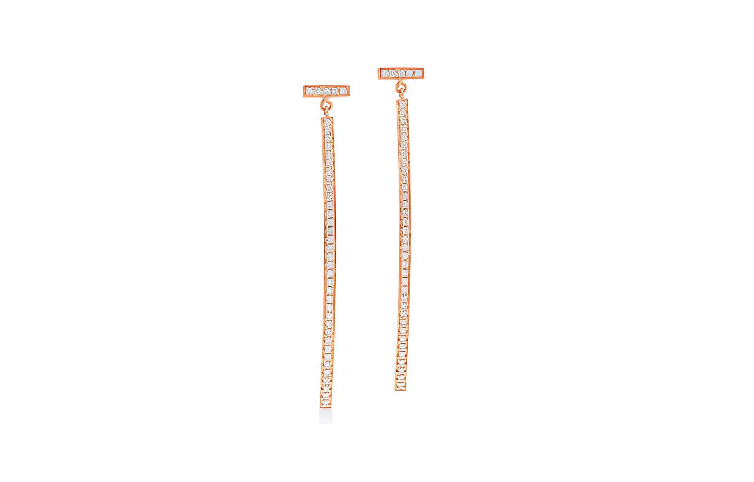 Tiffany & Co. T Series Full Diamond Bar Earrings 18K Rose Gold 62271817