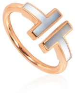 TIFFANY & CO. T Series Mother-of-Pearl 18K Rose Gold Ring Unisex Couple Design GRP11094 TIFFANY & CO. T Series Mother-of-Pearl 18K Rose Gold Ring Unisex Couple Design GRP11094