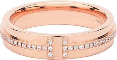 TIFFANY & CO. T Series Narrow 18K Rose Gold Diamond Ring Unisex Couple Style GRP09678 TIFFANY & CO. T Series Narrow 18K Rose Gold Diamond Ring Unisex Couple Style GRP09678