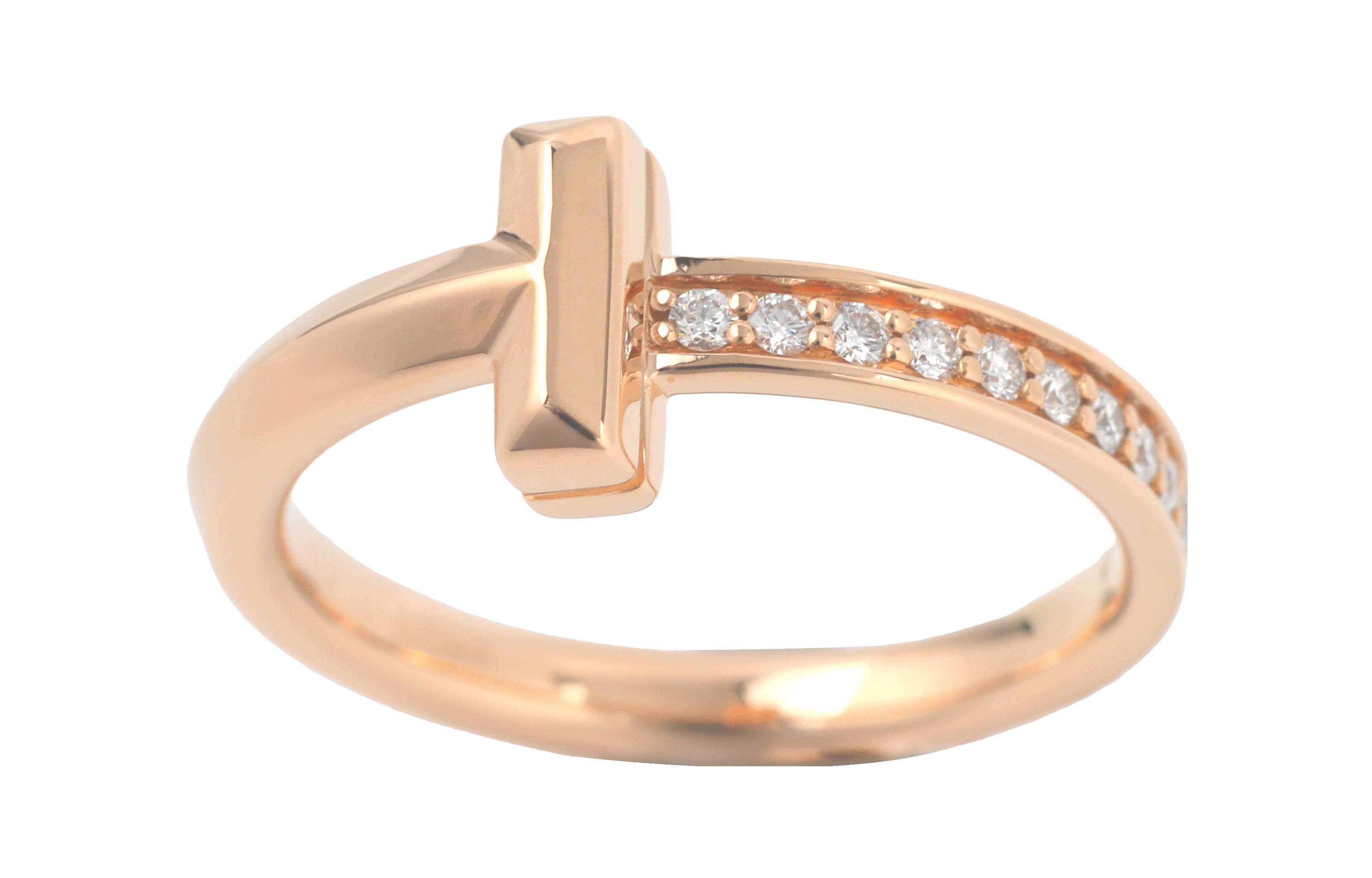 Order Cincin Tiffany & Co. T Series Narrow Diamond Rekaan Unisex untuk Pasangan. GRP11292