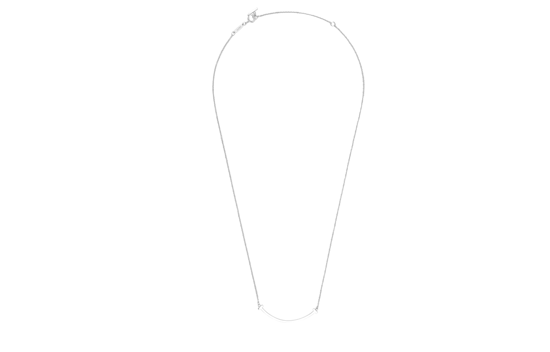 TIFFANY & CO. T Series Smile 18K White Gold Necklace Unisex Couple Design 35189424 圖 2