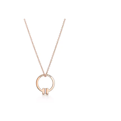 Tiffany & Co. T Series Stylish Minimalist 18K Rose Gold Necklace Unisex. 62996013